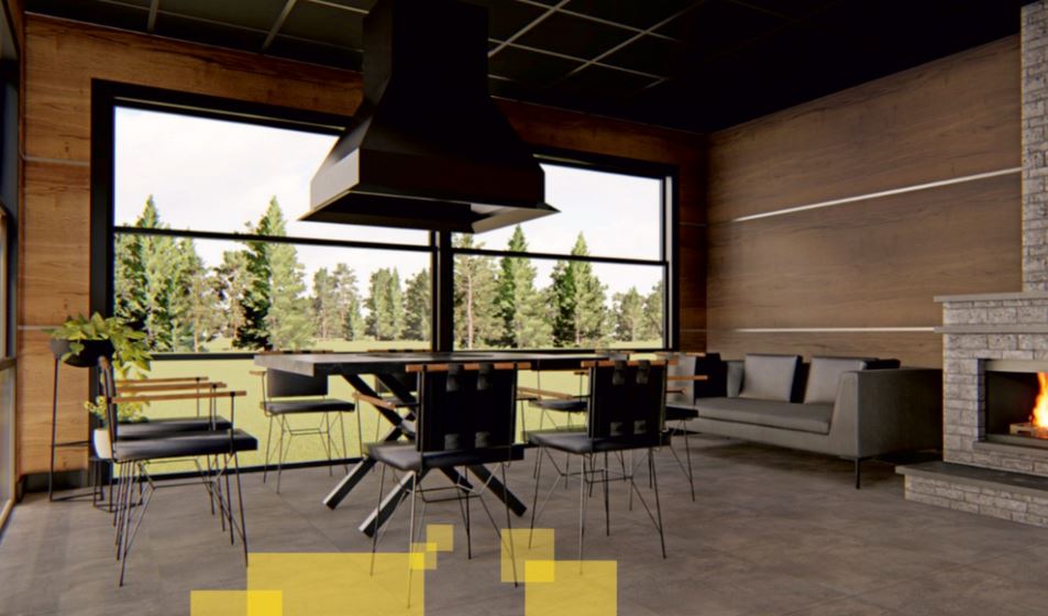 30 m² Şömineli ve Mangal Alanlı Modern Yaşam Alanı